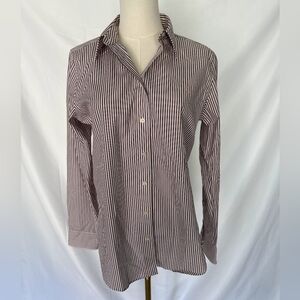 Lauren Ralph Lauren Striped Button-Down Shirt in White and Pink